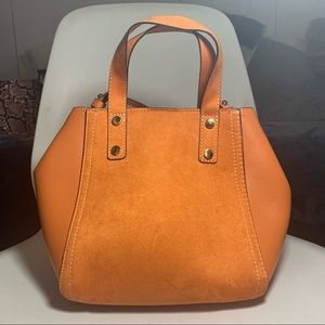 Orange bucket satchel bag